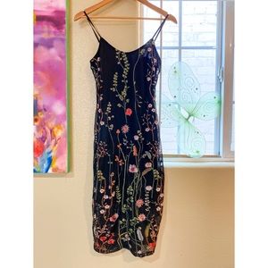 Black Embroidered Floral Dress